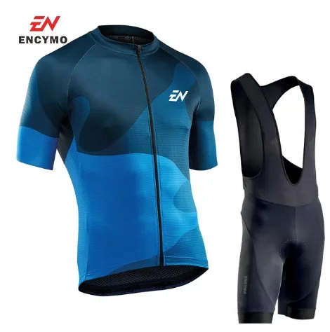 2022 【NEW】Men Cycling Jersey Summer Short Sleeve Set Maillot bib shorts Bicycle Clothes Sportwear Shirt Clothing ENCYMO