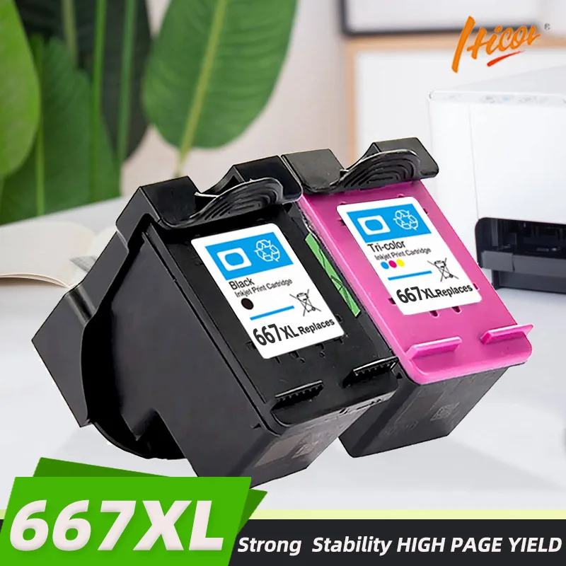 Hicor For HP 667xl 667 Ink Cartridge for HP667 667 xl DeskJet Ink Advantage 1275 2374 2375 2376 2775 2776 6475 6476 printer