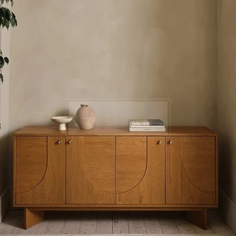 

Простой скандинавский обеденный боковой шкаф из цельного дерева, многофункциональный чайный шкаф для гостиной, декоративный шкаф для телевизора