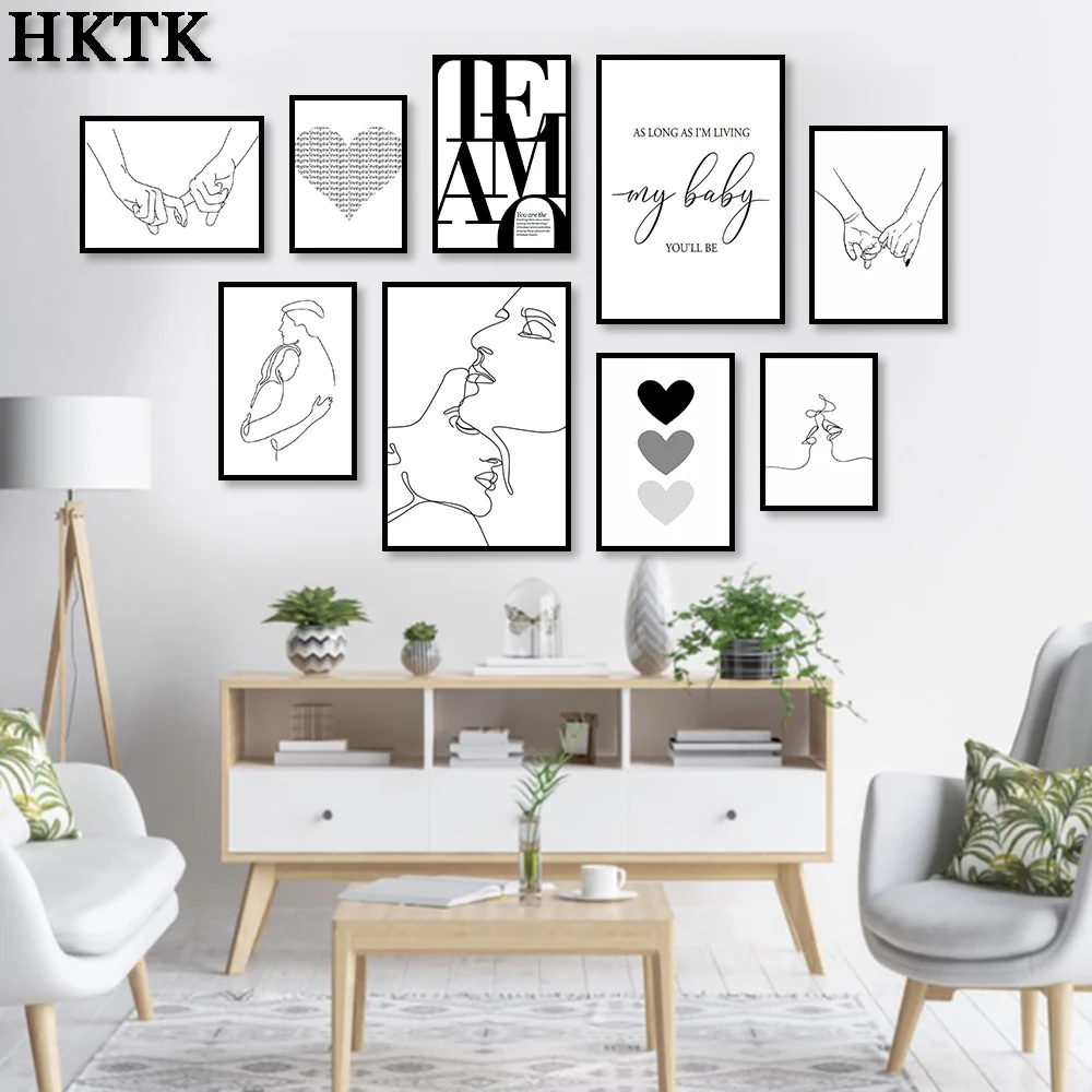 

Scandinavian Style Canvas Poster Nordic Simple Love Art Painting Living Room Decoration Mural for Home Wall Decor Aesthetic Gift