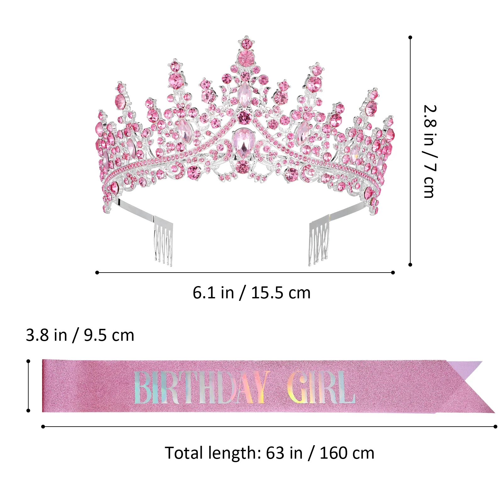 Cinturón corona de cristal cumpleaños para niñas faja y novia rosa diamantes de imitación Miss Ornaments