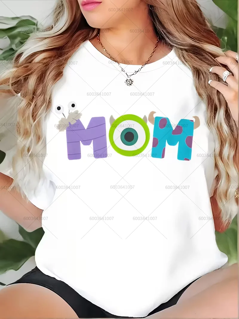 

Женская и мужская хлопковая футболка Disney James P. Sullivan для мам, футболка с круглым вырезом, унисекс, женская одежда для пар, уличная одежда, летний топ большого размера