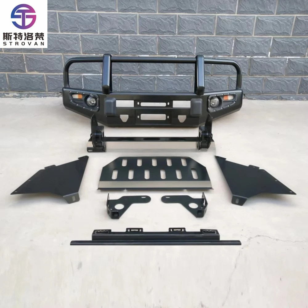 

AQTA 4X4 Offroad Steel Bullbar Winch Bumper Bull Budge protection Bar LED Lights Upgraded Front Bumper Set for Hilux Vigo