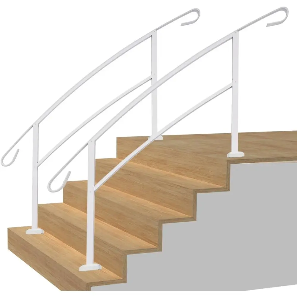 5-Step White Outdoor Handrail Kit for Steps (2-Pack)