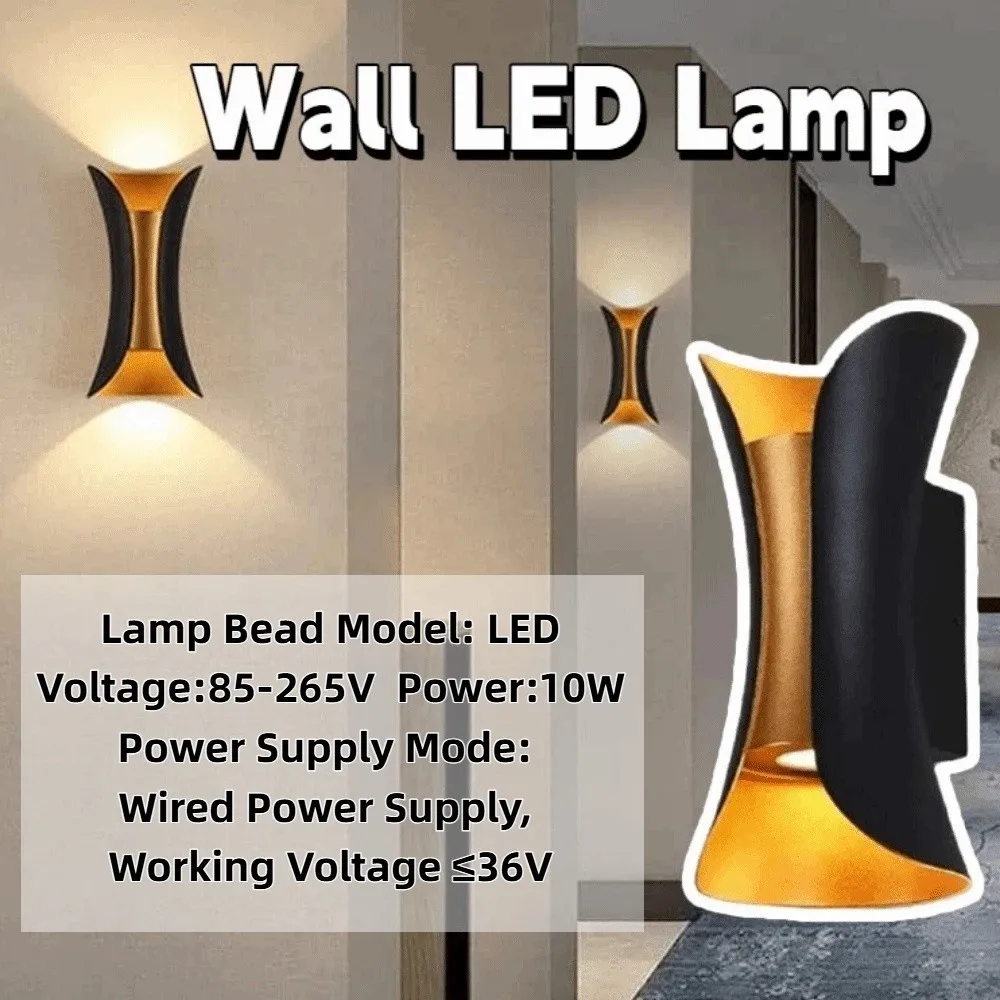 

Энергосберегающий креативный светодиодный настенный светильник, беспроводной, 10 Вт, двустороннее освещение (вверх/вниз), прикроватный светильник, садовое освещение