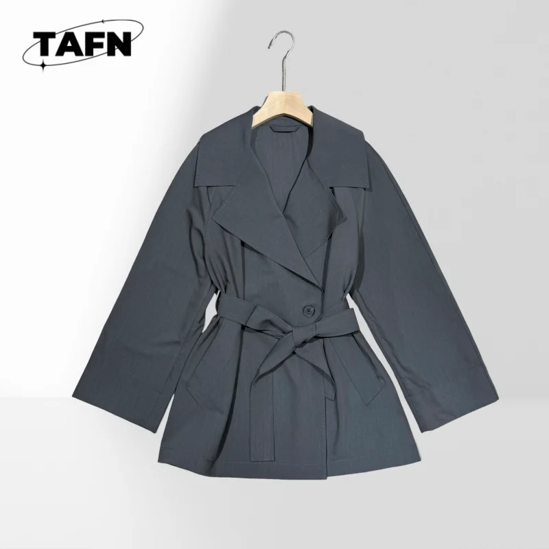 

Удобный повседневный плащ Тренч с большими карманами для женщин Длинное пальто на пуговицах для повседневной одежды AI1402