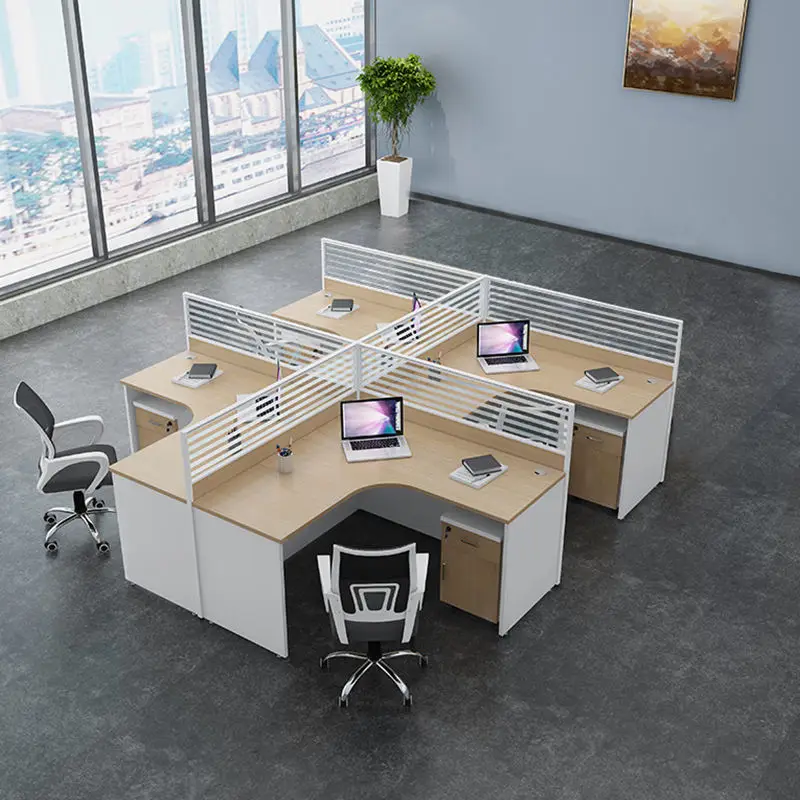 Factory Customized Office Modular Furniture Partition Workstation Staff 4 6 Seats Staff Office Computer Table