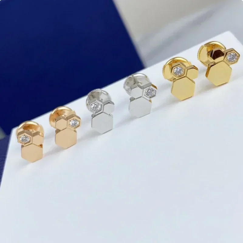 

925 Sterling Silver Polygonal Honeycomb Earrings Suitable For Women Exquisite Versatile Jewelry