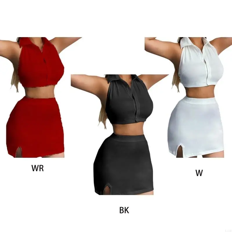 l38e-women-sexy-2-piece-bodycon-outfits-set-sleeveless-halter-backless-lapel-button-crop-top-with-high-waist-split-mini-skirt