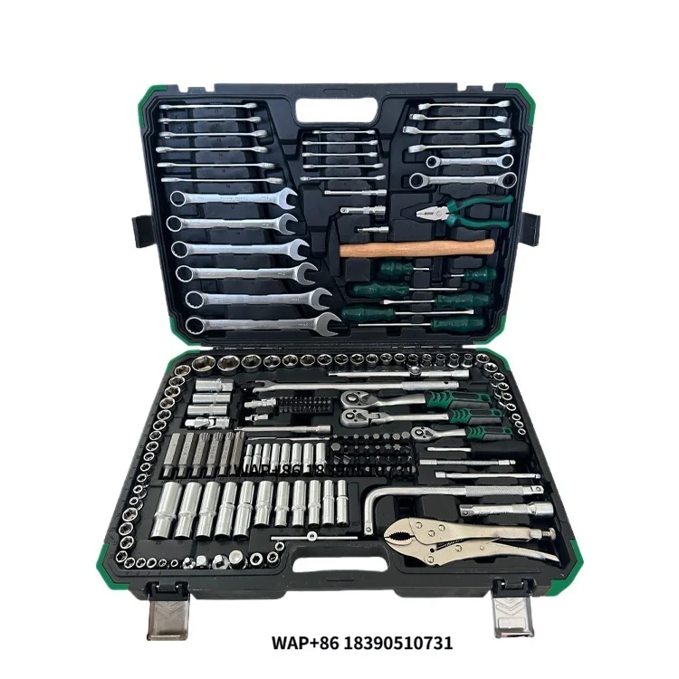 Set of 202 Pieces Auto Repair Machine Repair Multifunctional Sleeve Ratchet Wrench Screwdriver Hardware Toolbox a Complete Set