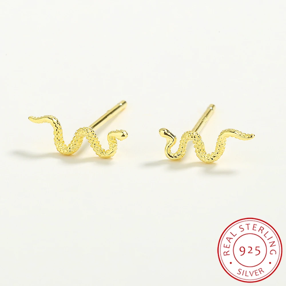 

2022 NEW Exquisite 18K Gold Wavy Snake Head Shape Studs Earring For Women Animal Original Sterling Silver Anniversary Jewelry