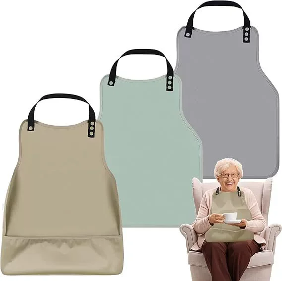 Premium Adult Bibs, Waterproof & Reusable | Eating Aprons with Crumb Catcher, Machine Washable Clothing Protectors for Seniors,