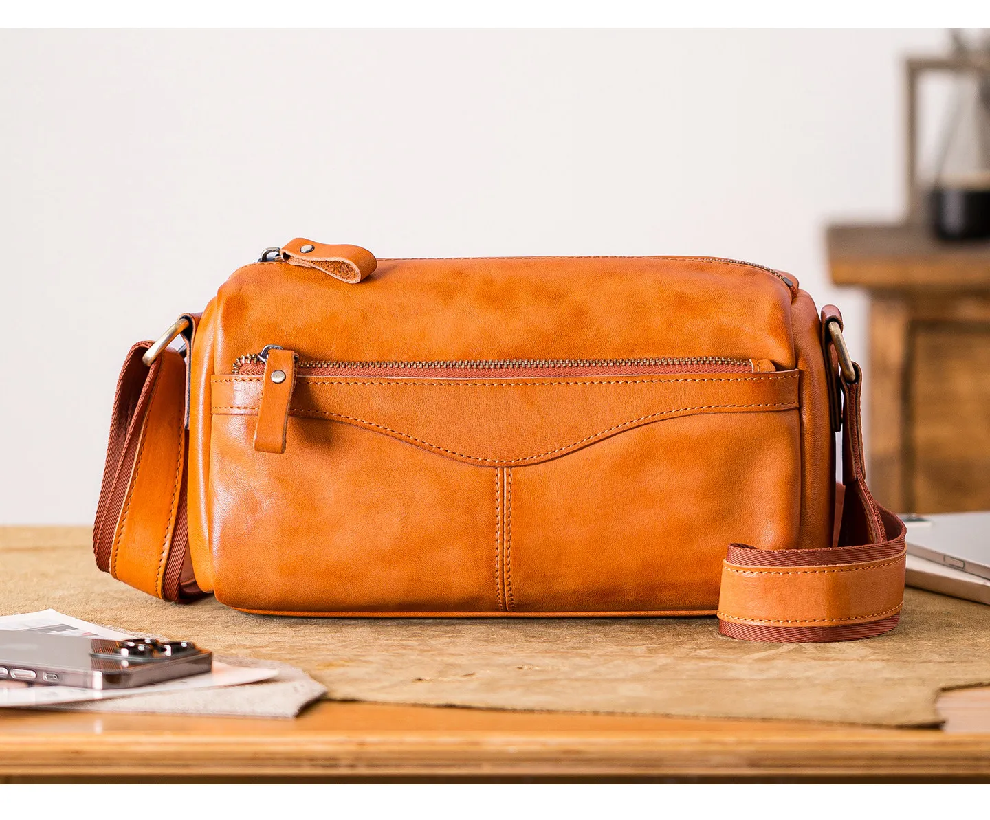 PNDME-Organizer handgefertigte Vintage-Umhängetasche aus echtem Leder für Herren, lässige Pendler-Luxus-Umhängetasche aus echtem Rindsleder. – Detail 28