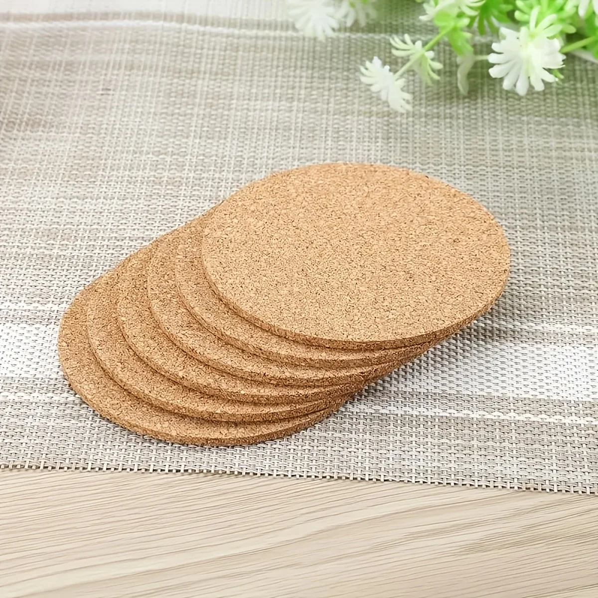 6pcs Cup And Mug Cork Coaster, Drink Coasters For House Warming Gifts And Wedding Parties, Dining Table Decor, Kitchen Supplies