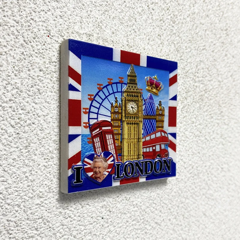 

3D London Landmarks Magnet - Union Jack Design - Souvenir Fridge Magnet with Strong Magnet - Ideal Gift for Fans of London