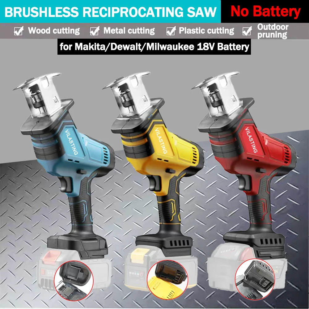 3600W Brushless Electric Reciprocating Saw Horse Knife Small Handheld Outdoor Cutting Saw Fit Makita/Dewalt/Milwaukee 18VBattery