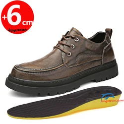 Leather Shoes Men Business  Elevator  Man Height Increase Insole 6CM  Black British Lift Plus Size 38-44