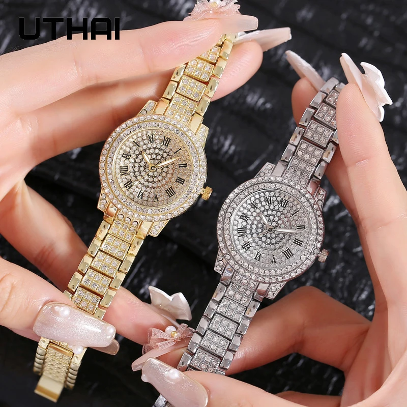 UTHAI H57 Women\'s Watch Vintage Diamond Ribbon Watches Gold Bracelet Accessories Woman\'s Fashion Quartz Wristwatch Clock