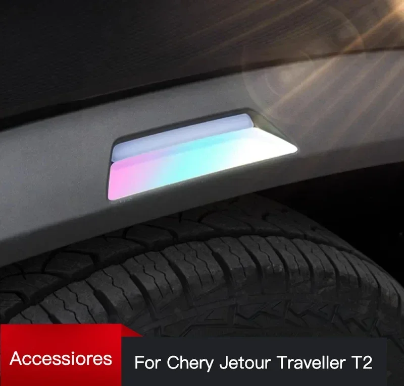 New！ Car D-pillar Smoked Sticker Fit for JETOUR Traveler T2 2023 2024 Wheel Eyebrow Laser Reflective Warning Sticker Exterior Pa