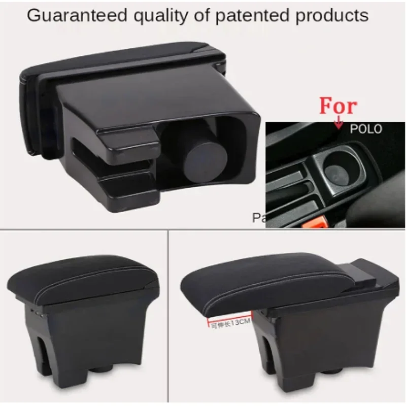 For Volkswagen POLO Armrest 2012-2018 new For VW POLO Mk5 6R Vento Car Armrest box Center Storage box Car accessories Retrofit