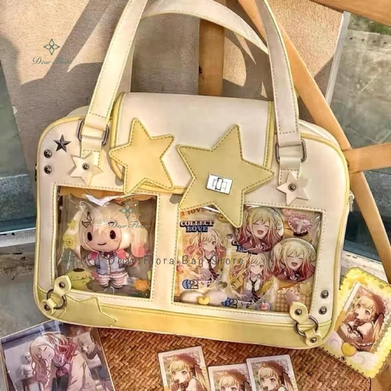 Y2K Trendy Star Ita Bag Lolita Girl Tasca trasparente Borsa a tracolla moda Borsa a tracolla da donna con display fai da te Borsa carina