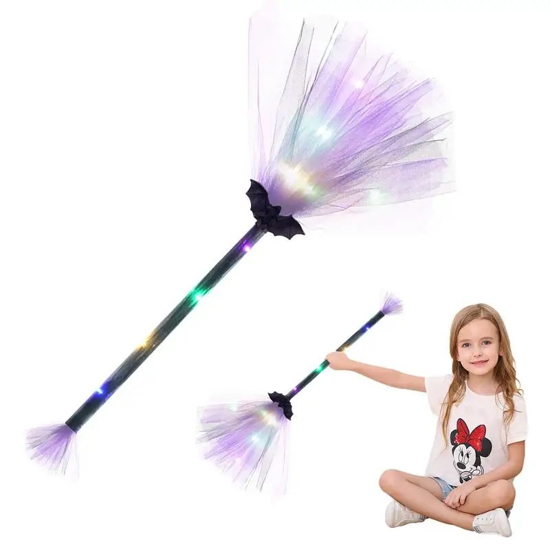 2024 Halloween Witch LED Broom Sticks Halloween Makeup Party Glowing Mount Broom Party Props For Halloween party Theme