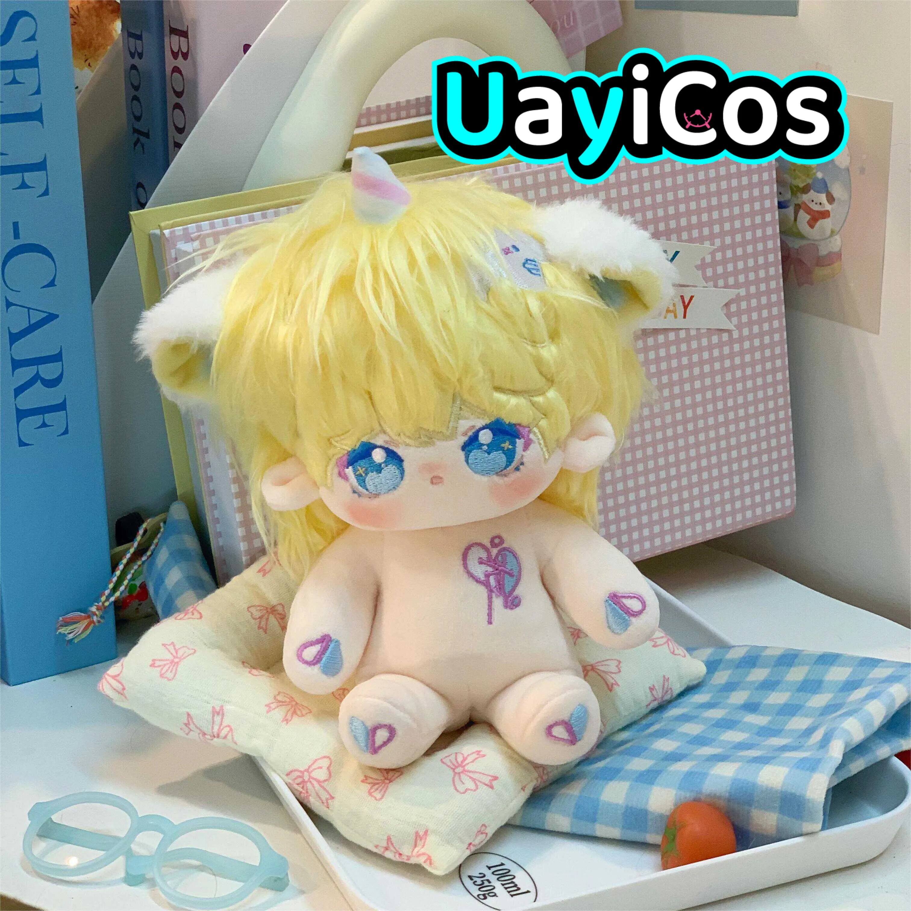 Anime Monster Star Lemon Yellow Hair Ears Animals Stuffed Cute 20cm Puppy Plushies Cotton Plush Doll  Pillow Toy For Kids Gifts