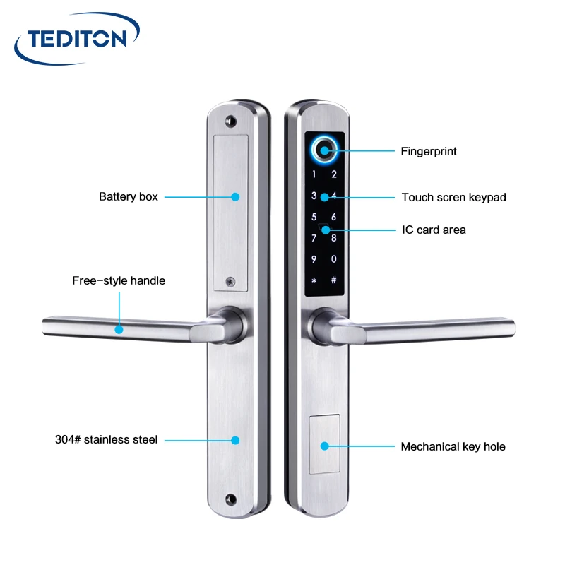 TT lock App BLE APP Smart Door Lock Waterproof fingerprint Biometric digital lock for sliding door