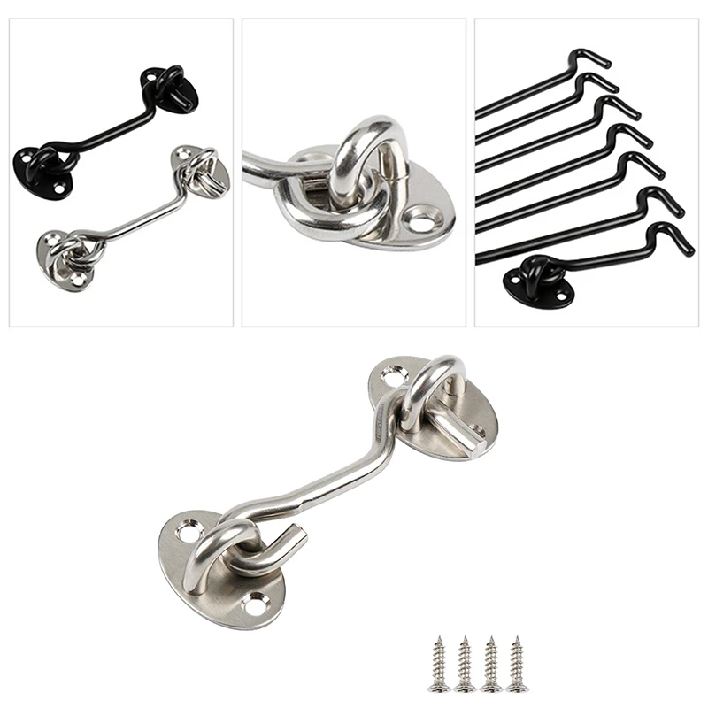 Stainless Steel Cabin Hook Eye Shed Gate Door Latch Silent Holder Window Cabin Hook Lock And Eye Latch Lock Shed Gate