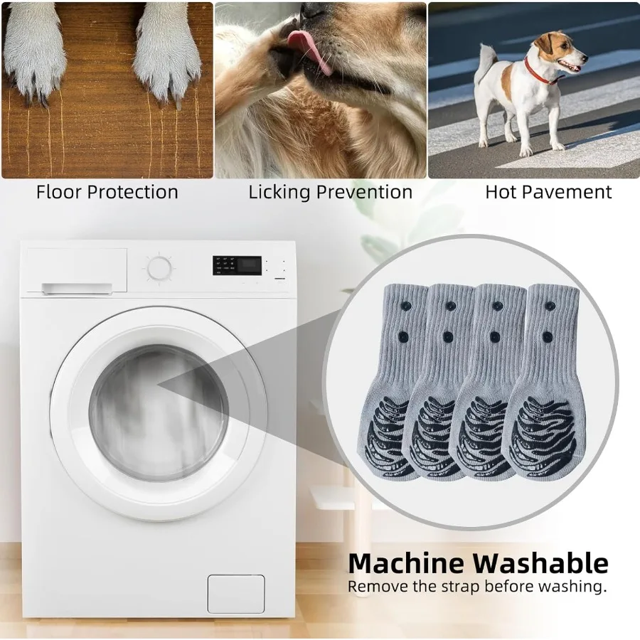 جوارب للكلاب مضادة للانزلاق مع أشرطة قابلة للتعديل مناسبة للأرضيات الصلبة والأرصيف الباردة الدافئة المضادة لللعق ومضادة للانزلاق المثالية