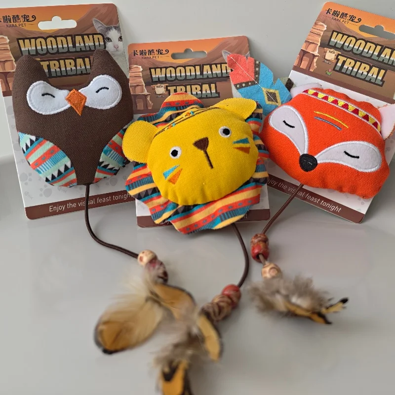 

Интерактивные игрушки для кошек в форме животных, серия «Джунгли», перьевой тизер, безопасные и забавные жевательные игрушки для котят и взрослых кошек