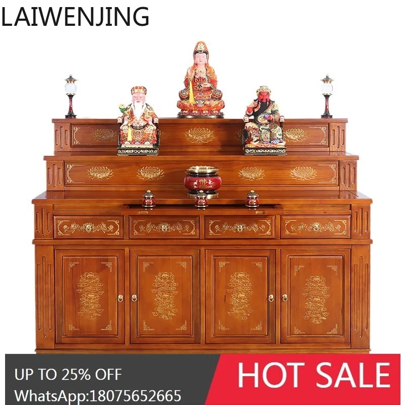 

HLZ Altar Table Buddha Shrine Tibetan Style Three-Layer Buddha Cabinet Altar Incense Table Home Guanyin Table