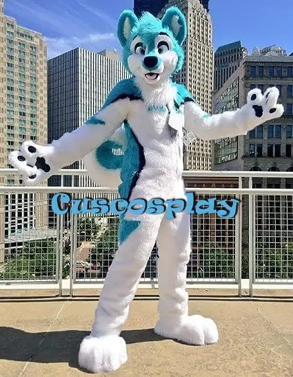 Christmas Fursuit Mascot Factory Store Blue Husky Dog Wolf Fox Fursuit Furry Costume Fancy Dress Cosplay Birthday Party Cospla