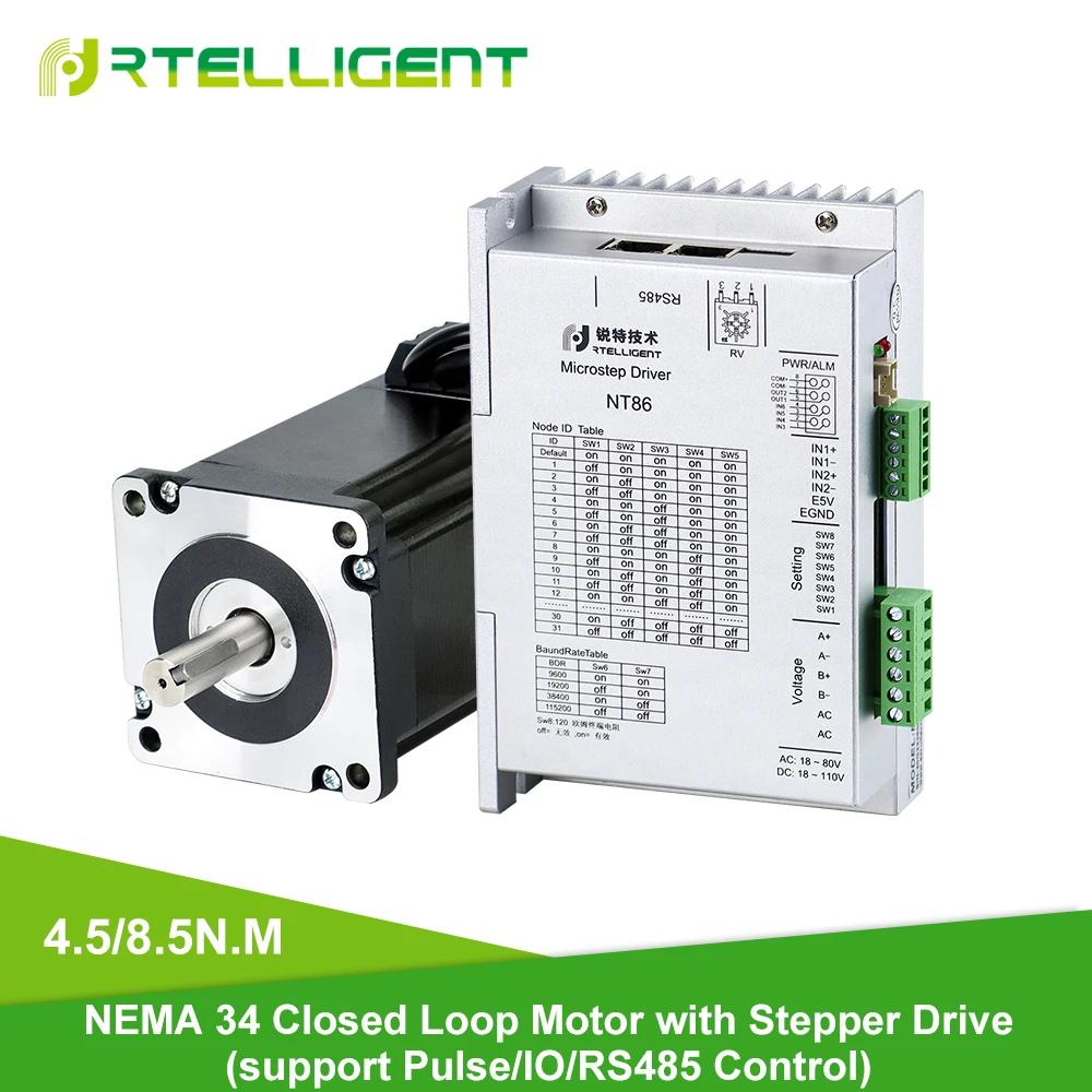 Factory Outlet Nema 34 4.5/8.5N.M Closed Loop Stepper Motor with NT86 Stepper Driver for CNC Kit