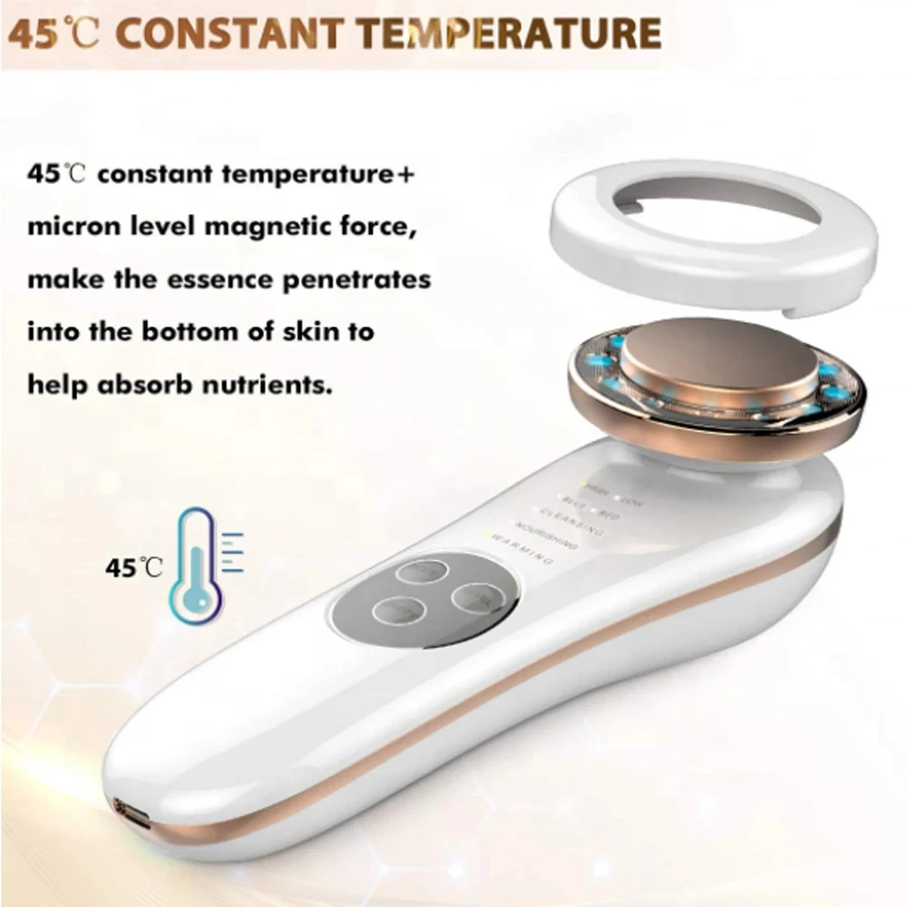 جهاز تجميل الوجه مع وظائف تدليك وتنظيف وتسخين ضوء LED لشد البشرة والعناية الشخصية #3