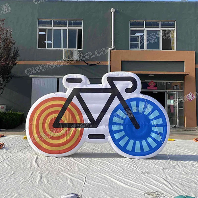 Events Customized Giant Inflatable Bike Shape Wall Blow up Wall Outdoor Advertising Inflatable Bicycle Billboard