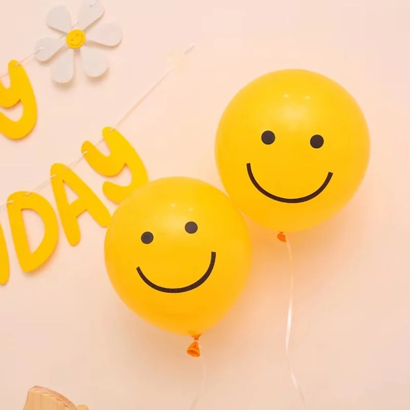 10inch Birthday Funny Yellow Smiling Face Balloon Party Decorations Balloon  Happy Birthday Wedding Balloon Baby Shower Supplies