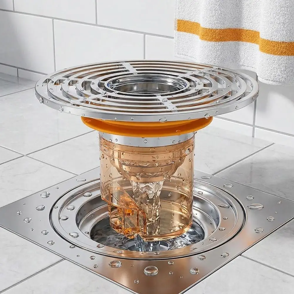 

Magnetic Self-Closing Floor Drain One-Way Drain Valve ABS Material Drain Filter Self-Closing Mechanism Large Filter Screen