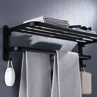 Household Bathroom Toilet Wall Mounted Folding Towel Rack Space Aluminum Towels Hanger Shelf Towel Shelf Towel Rack Towel Hanger