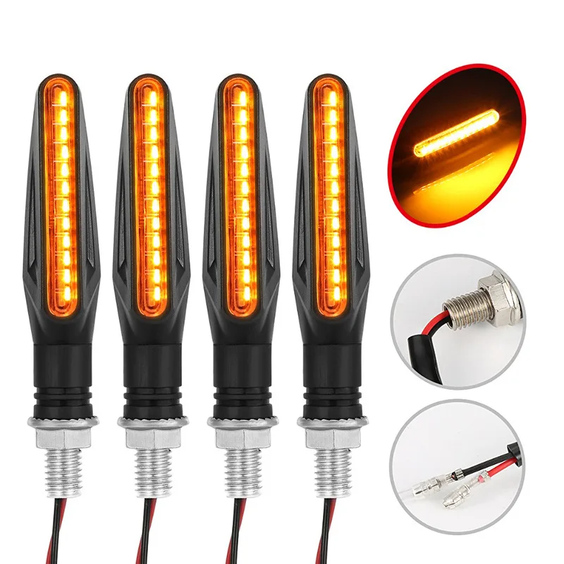 Luz de seta para motocicleta, 1/2 peças, pisca-pisca de água corrente, dobrável, luzes piscantes universais