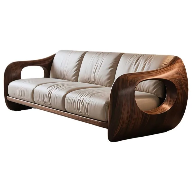 Walnut solid wood sofa, creative combination of new Chinese minimalist living room sofa
