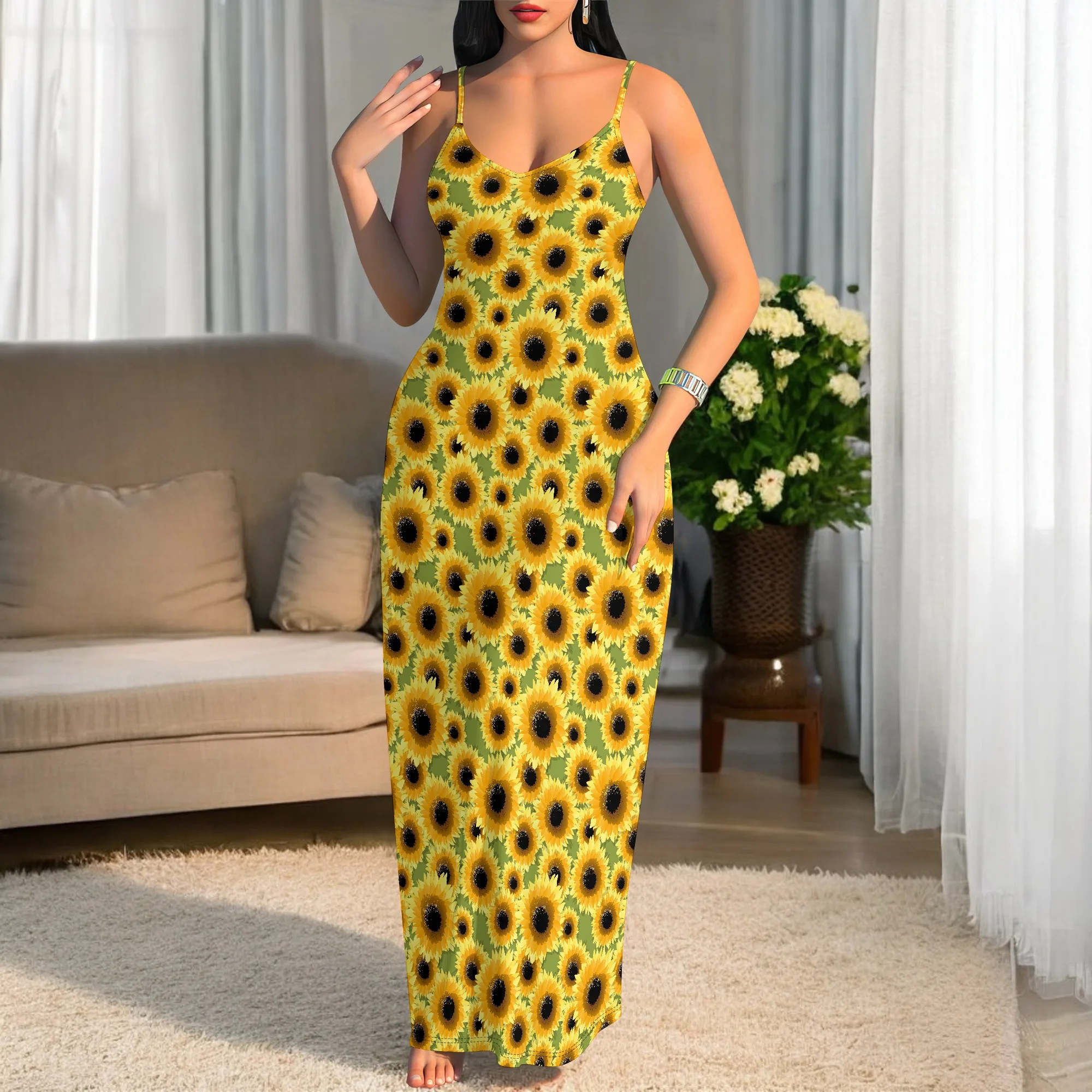 

Women's Floral Print Maxi Dress Spaghetti Strap Casual Elegance for at home, Go out, Party