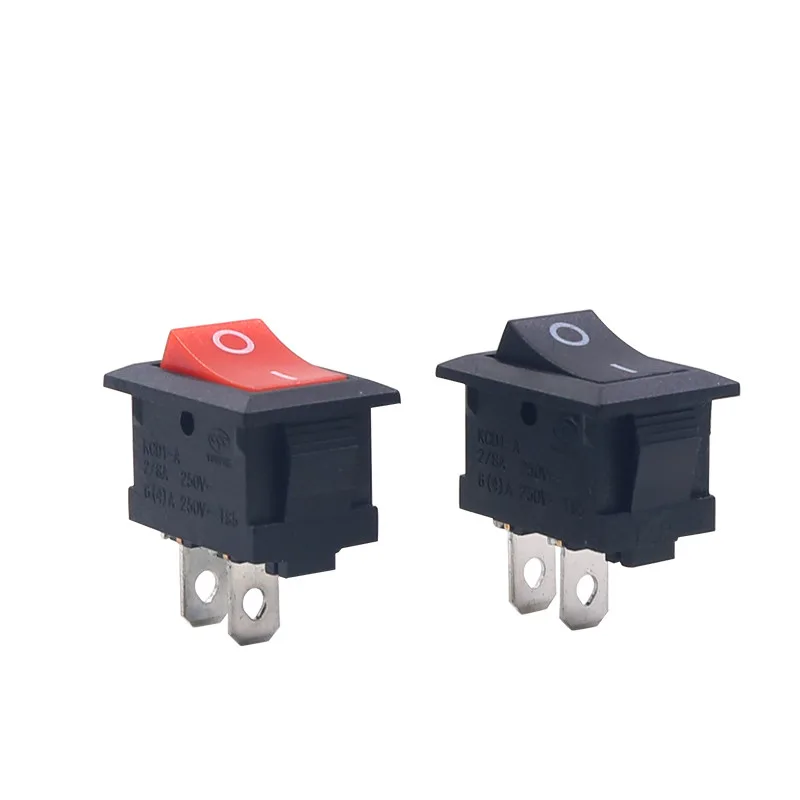 10PCS/LOT 15*21mm 2 Pin SPST ON/OFF Boat Rocker Switch 6A-10A 110V 250V KCD1-101 Snap-in Black Rocker Switches