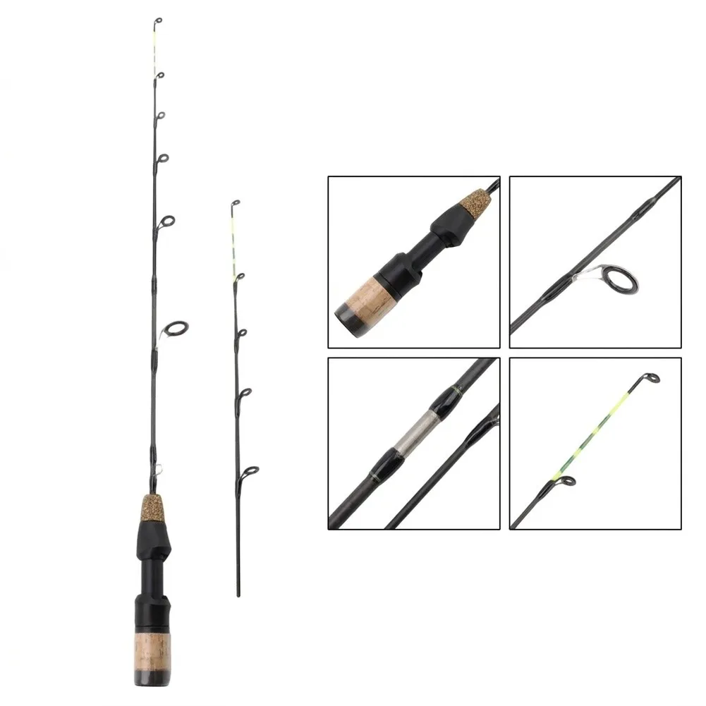 Short Ice Fishing Rod With 2000 Reel 5.2:1 Gear Ratio Carbon Fiber EVA Handle 60cm Portable Winter Shrimp Boat for bridge Stream