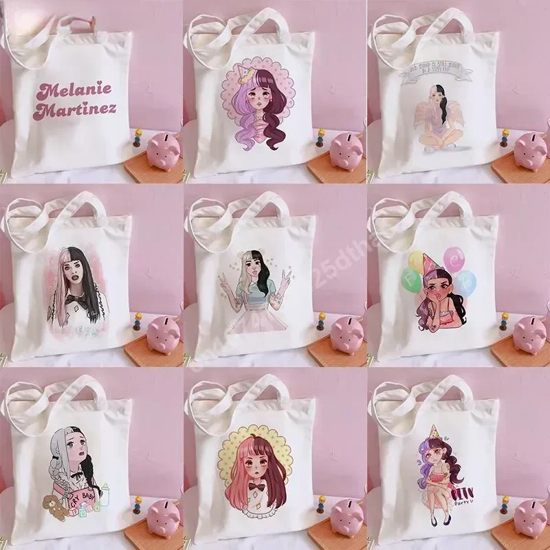 Melanie Martinez Girl Printed Shoulder Bag for Women Kawaii Casual Shopping Bags Canvas Reusable Tote Bag Student Book Handbags