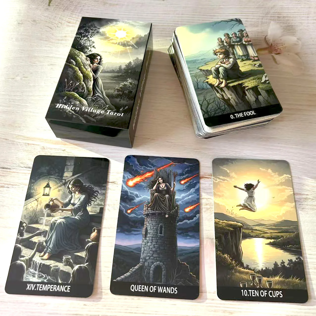 78 قطعة 70*120 مللي متر بطاقات التارو PDF دليل سلسلة داكنة قرية الطاقة الغامضة العرافة الرونية مجلس لعبة الرسوم التوضيحية الجديدة 2025