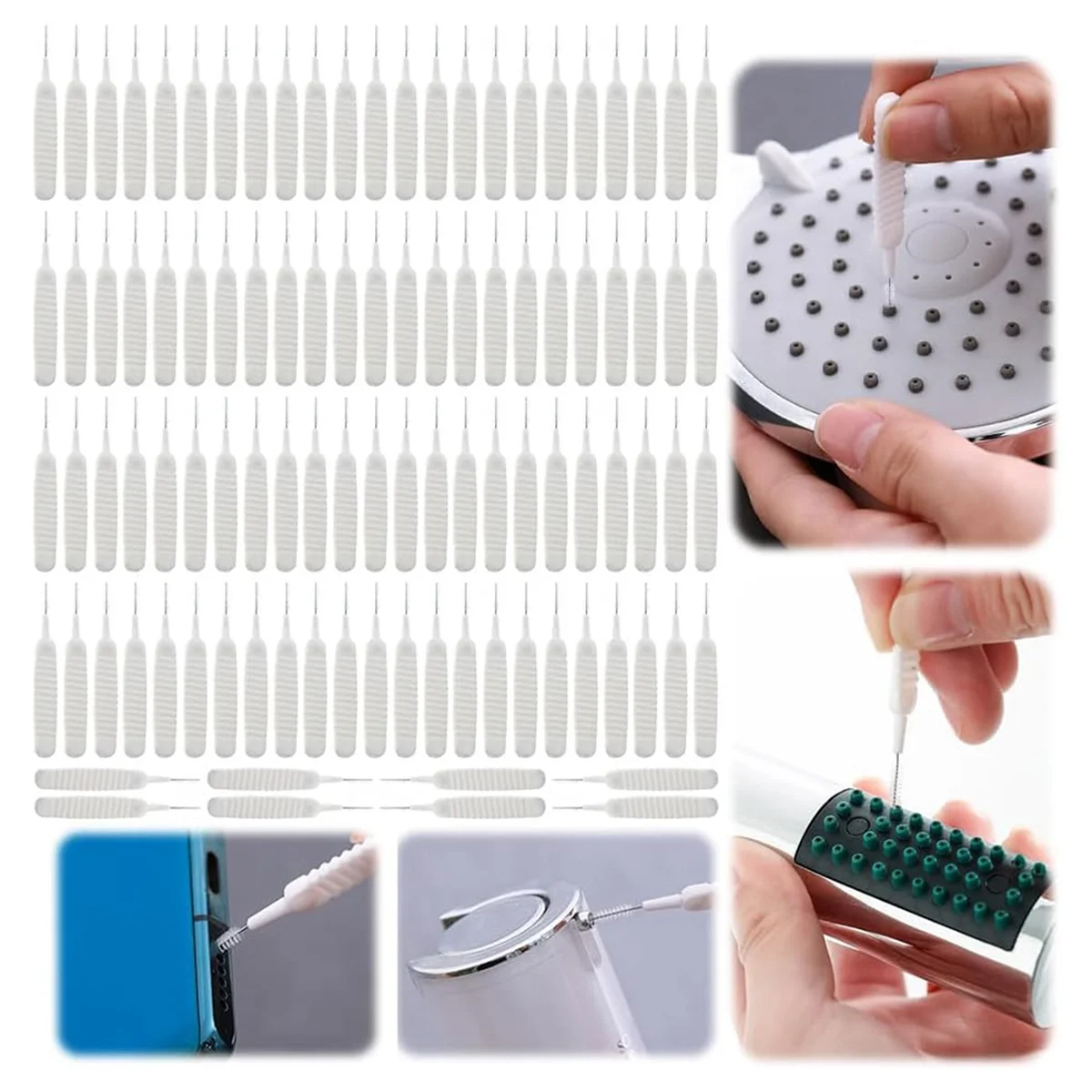 -Hole Anti-Clogging Cleaning Brush, 2024New Shower Cleaning Brush for Small Hole Shower Cleaner Tool,100PCS