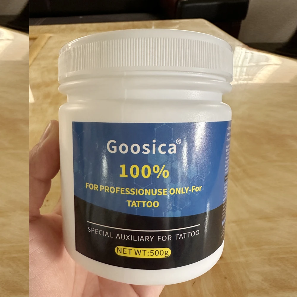 كريم وشم Goosica باللون الأصفر والأزرق لعام 100% للجراحة، مكياج دائم، جمال الجسم، Microblading، ثقب الحاجب والشفاه، 500 جرام