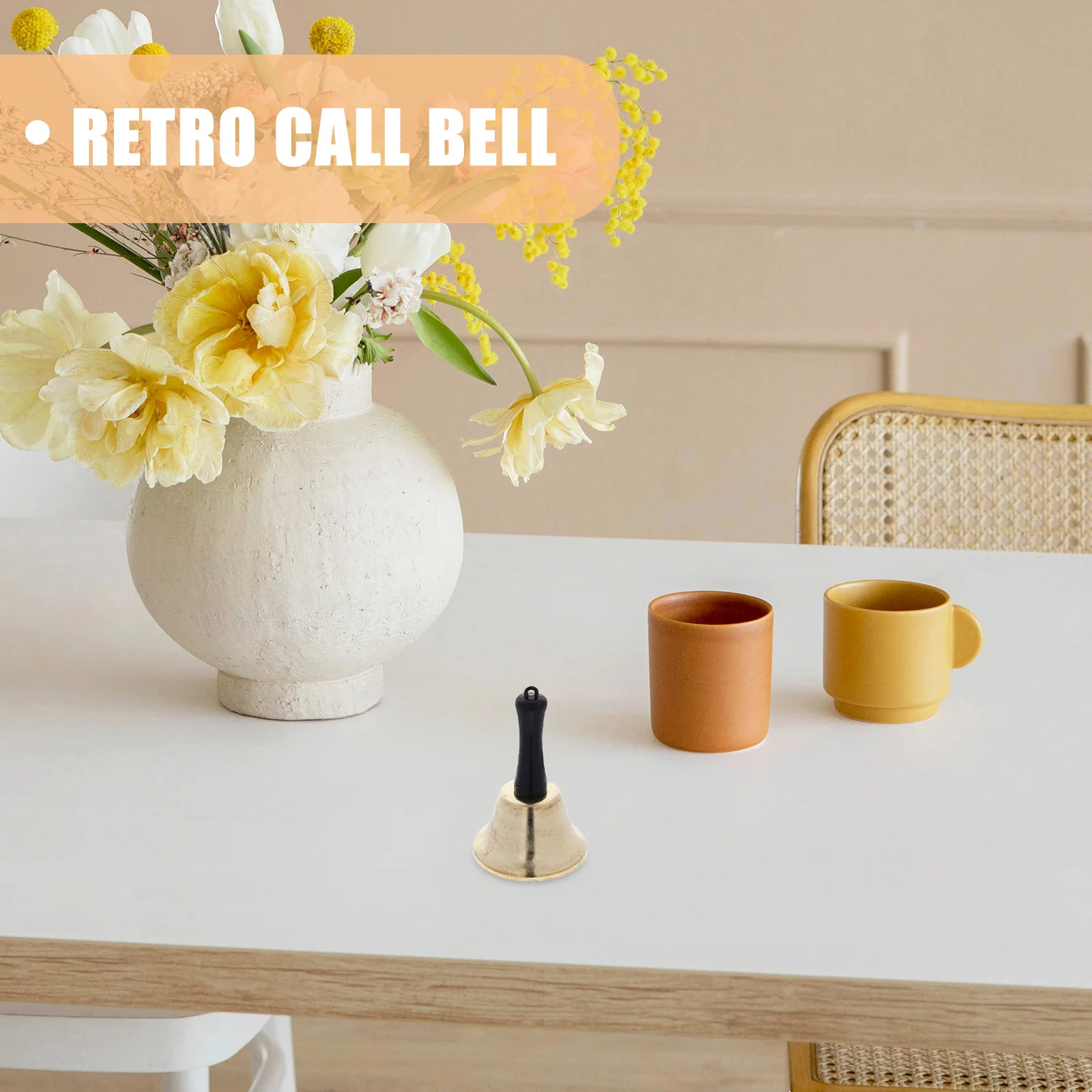 

2pcs Metal Hand Bell Golden Portable Children'S Musical Instrument For Christmas Party School Home Festival Gift Hand