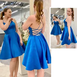 Royal Blue Short Graduation Dresses Sexy Above Knee Length Prom Party Gowns For Women Formal Plus Size Vestidos de graduación